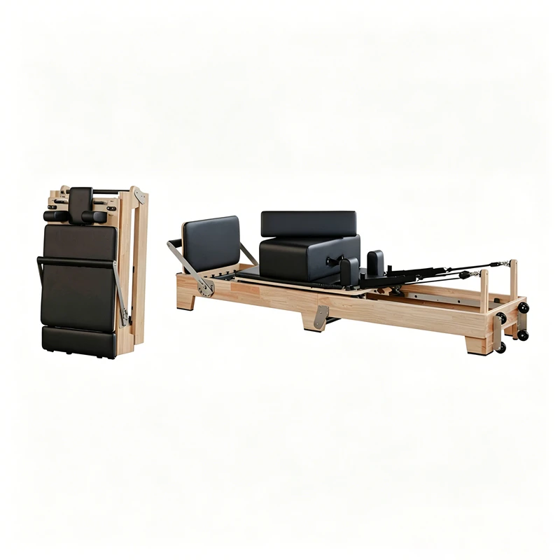 Reformador de Pilates dobr&aacute;vel em madeira de bordo MJD-W55A