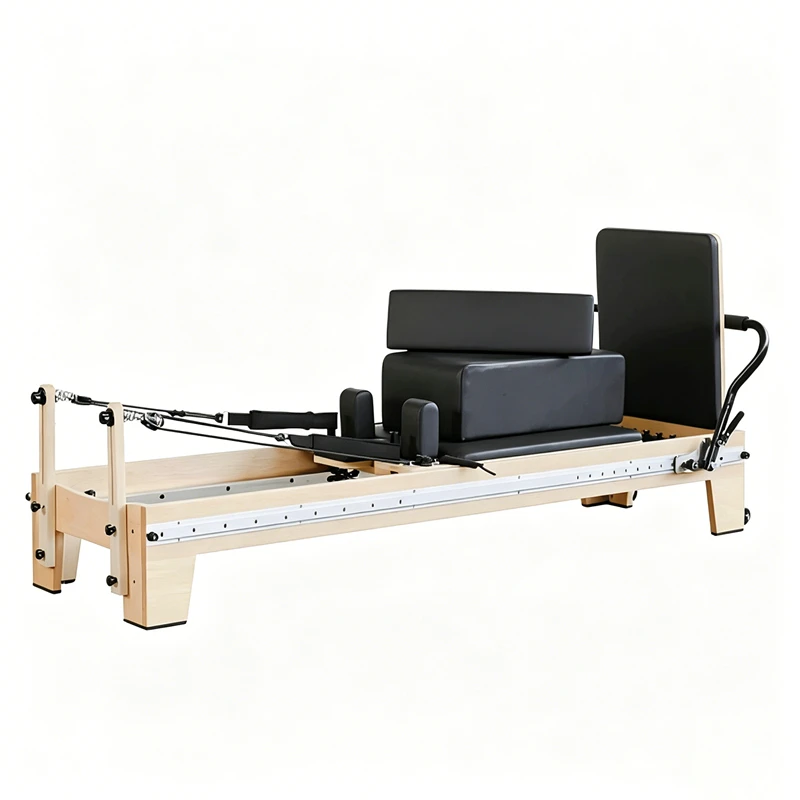 Reformador de Pilates em madeira de bordo ajust&aacute;vel MJD-W46A com pista completa