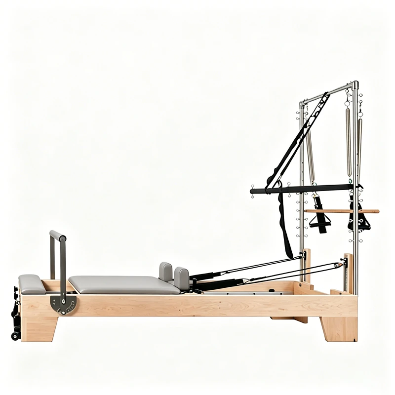 MJD-W23A Studio Maple Wood Pilates Reformer com meia torre