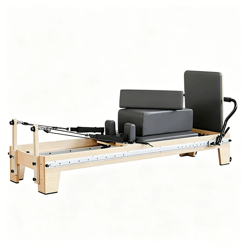 Reformador de Pilates em madeira de bordo ajust&aacute;vel MJD-W46A com pista completa