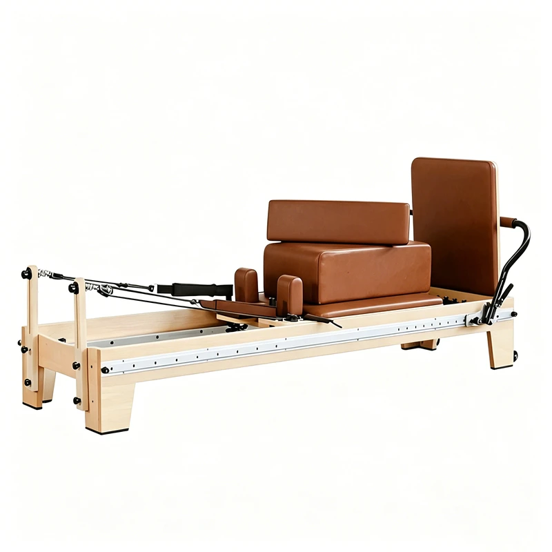 Reformador de Pilates em madeira de bordo ajust&aacute;vel MJD-W46A com pista completa