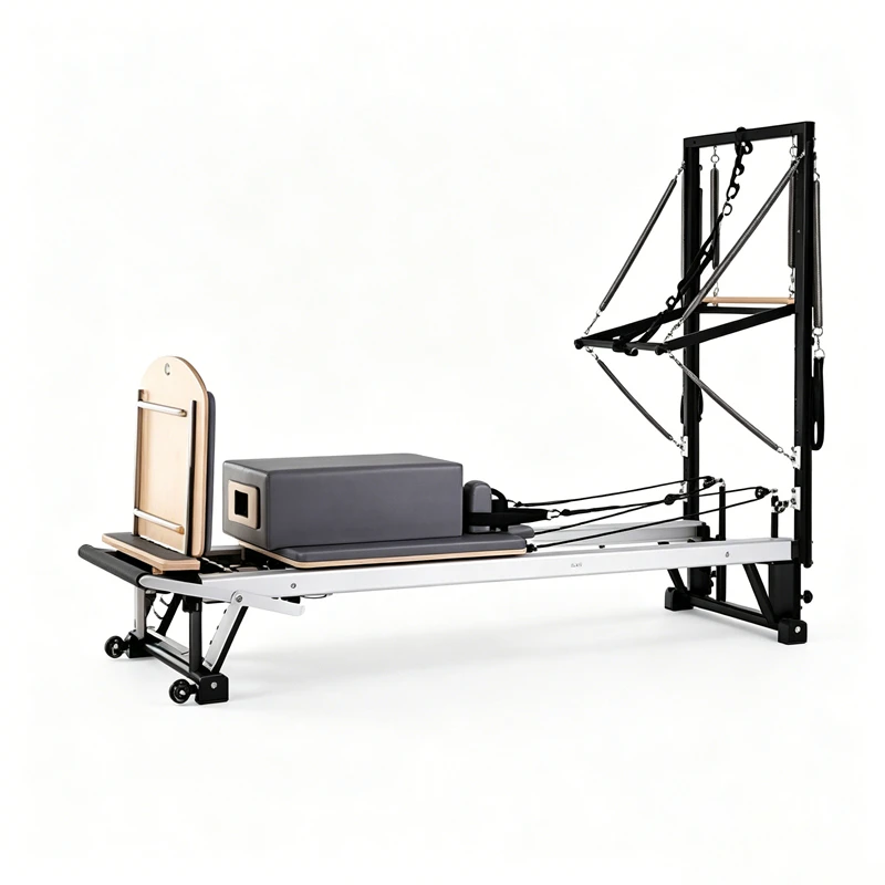 MJD-W47 Merrithew Aluminium Pilates Reformer com meia torre ajust&aacute;vel de molas