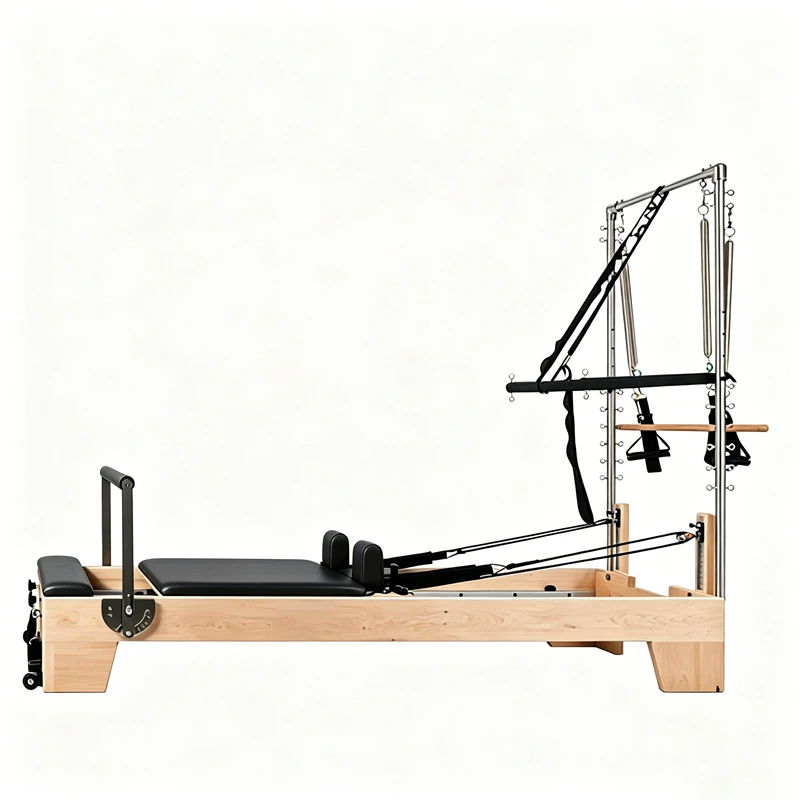 MJD-W23A Studio Maple Wood Pilates Reformer com meia torre