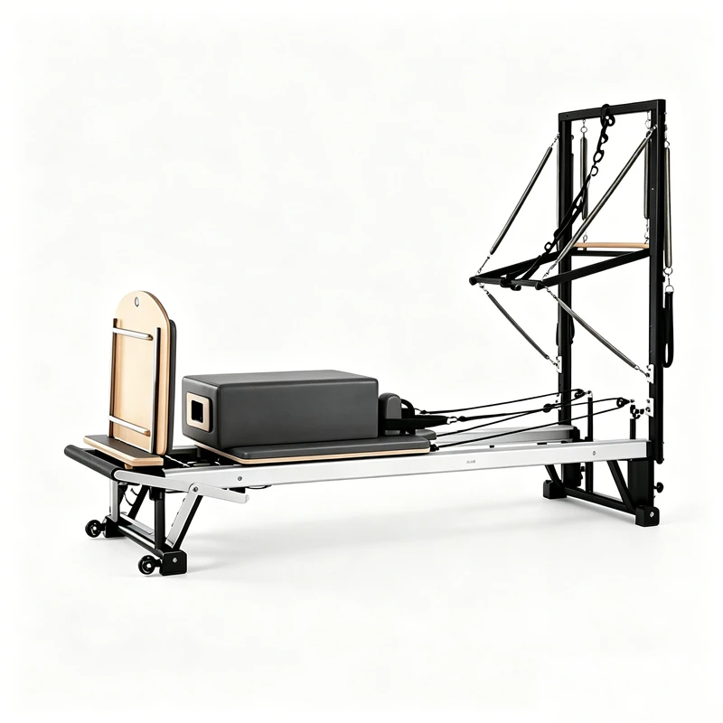 MJD-W47 Merrithew Aluminium Pilates Reformer com meia torre ajust&aacute;vel de molas