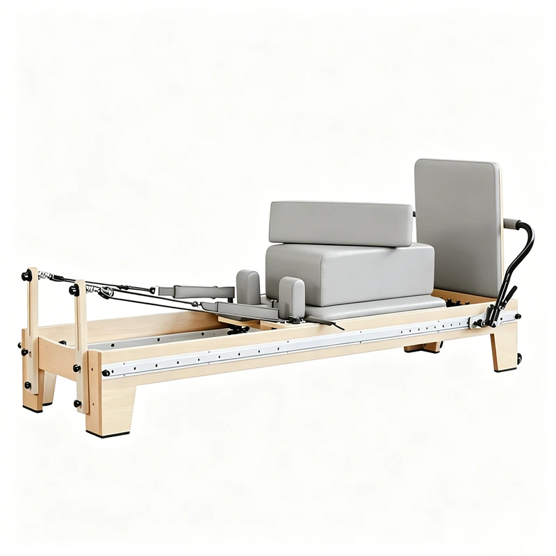 Reformador de Pilates em madeira de bordo ajust&aacute;vel MJD-W46A com pista completa