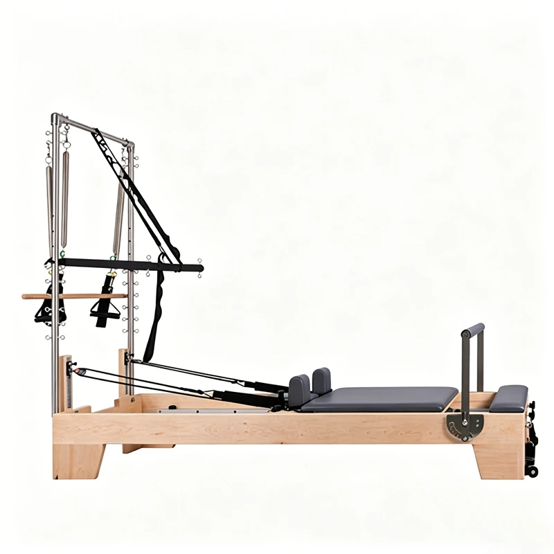 MJD-W23A Studio Maple Wood Pilates Reformer com meia torre