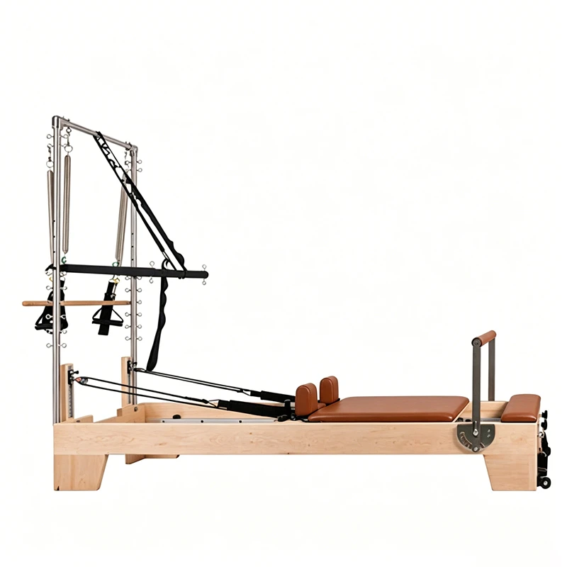 MJD-W23A Studio Maple Wood Pilates Reformer com meia torre
