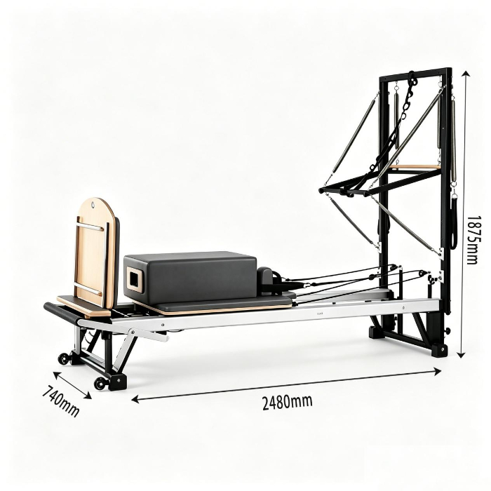 MJD-W47 Merrithew Alumínio Pilates Reformer com molas ajustáveis de meia torre