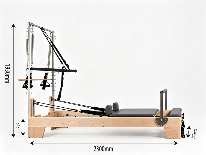 MJD-W23A Studio Maple Wood Pilates Reformer com meia torre